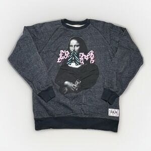 PAM!!! Perks and Mini Black Melange Cotton Raglan Sleeve Crewneck sweater  Sz‎ M